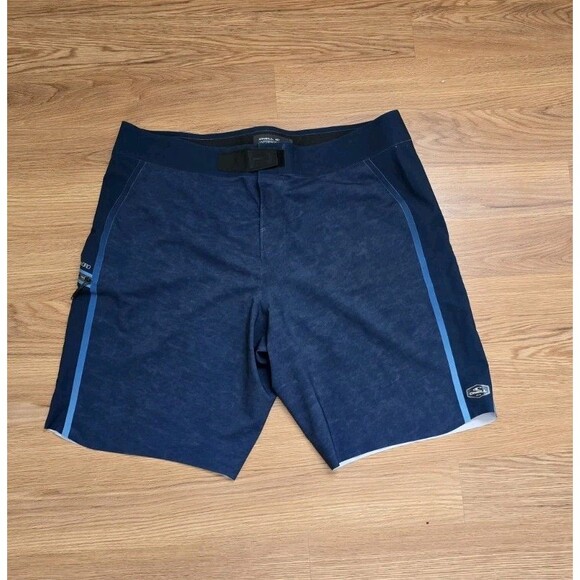 O'Neil Hyperfreak Hydro Board Shorts Mens 36 Blue No Tie Fly Swim Trunks Stretch - Picture 1 of 8